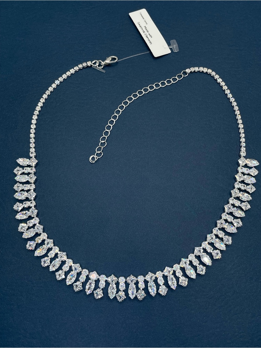 Swarovski Crystal Elements White Swarovski Crystal Art Deco Tennis Necklace - Picture 4 of 11